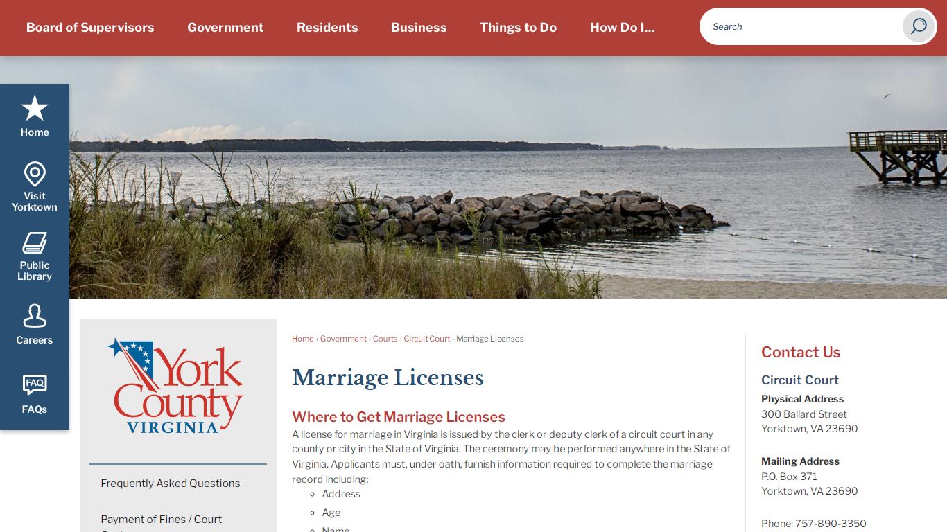 Marriage Licenses | York County, VA