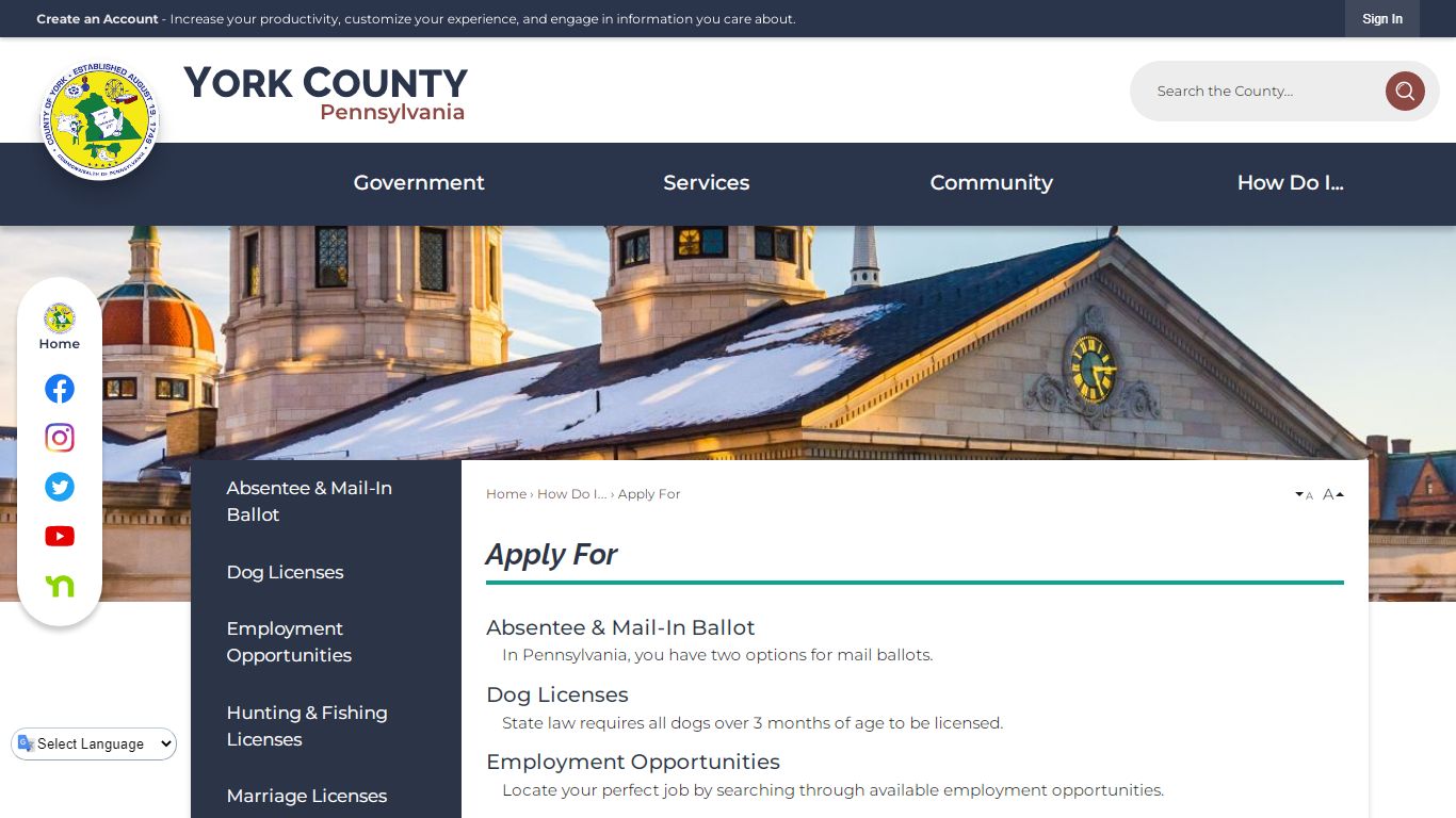 Apply For | York County, PA