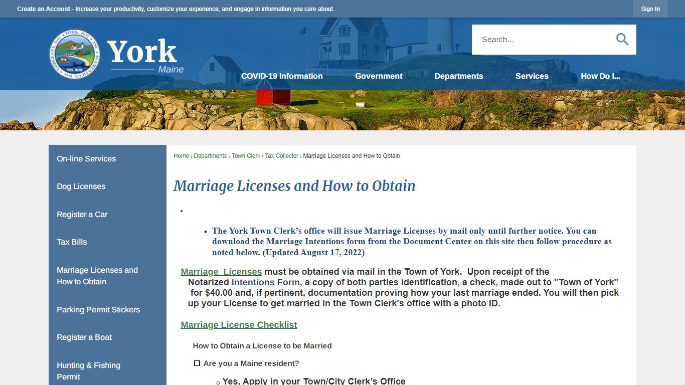 Marriage Licenses and How to Obtain | York, ME - York, Maine